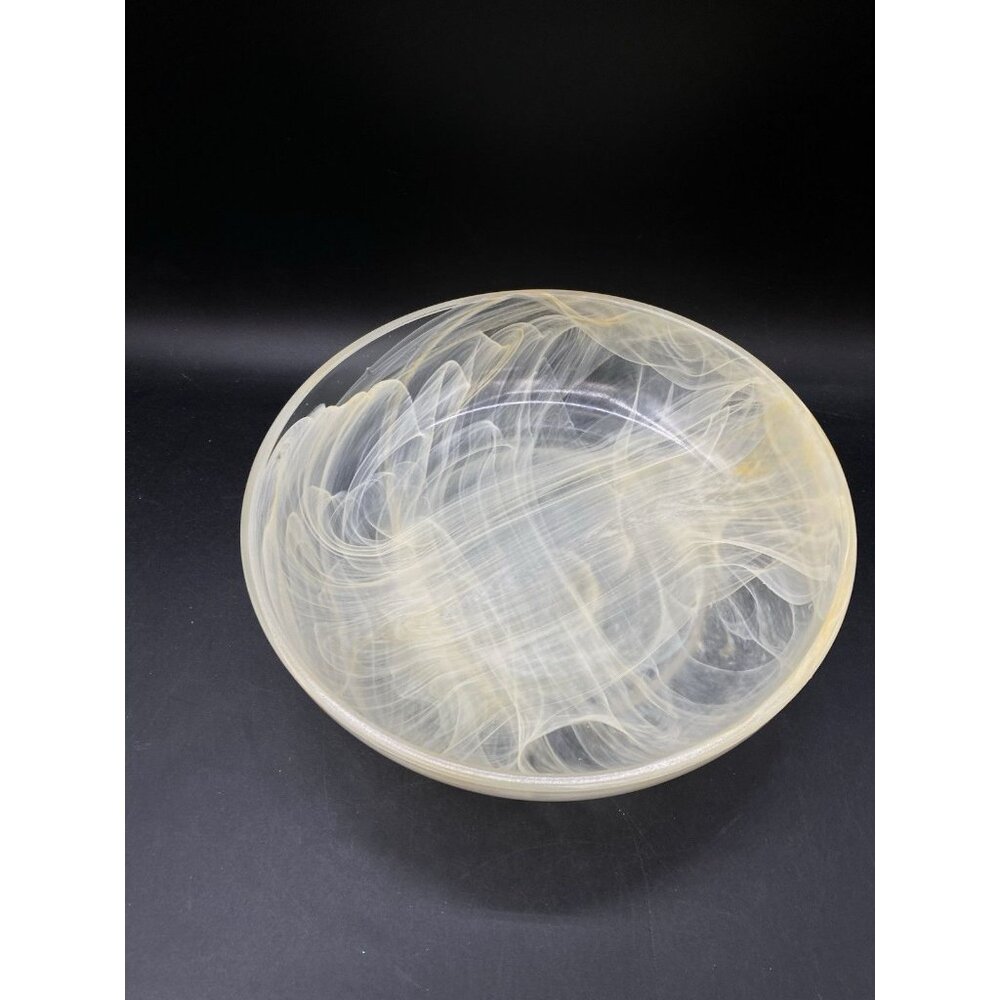 Arda Glassware Art Glass 9.5” Bowl Turkey Cream Ivory Swirl